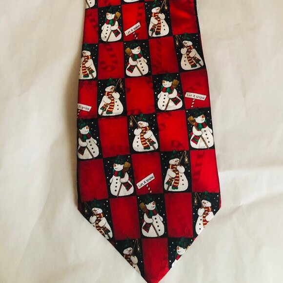 Christmas tie Snowmen new Yule Tie Greetings by MMG Hallmark Licensing, Inc silk - Picture 1 of 2